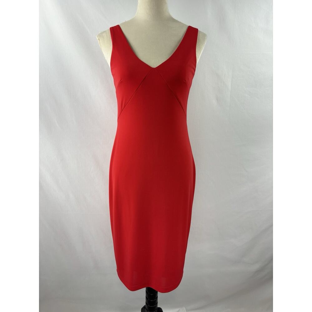 Bailey 44 Slow Dance Jersey Dress Red Small Sleeveless V-neck Ruffle Back